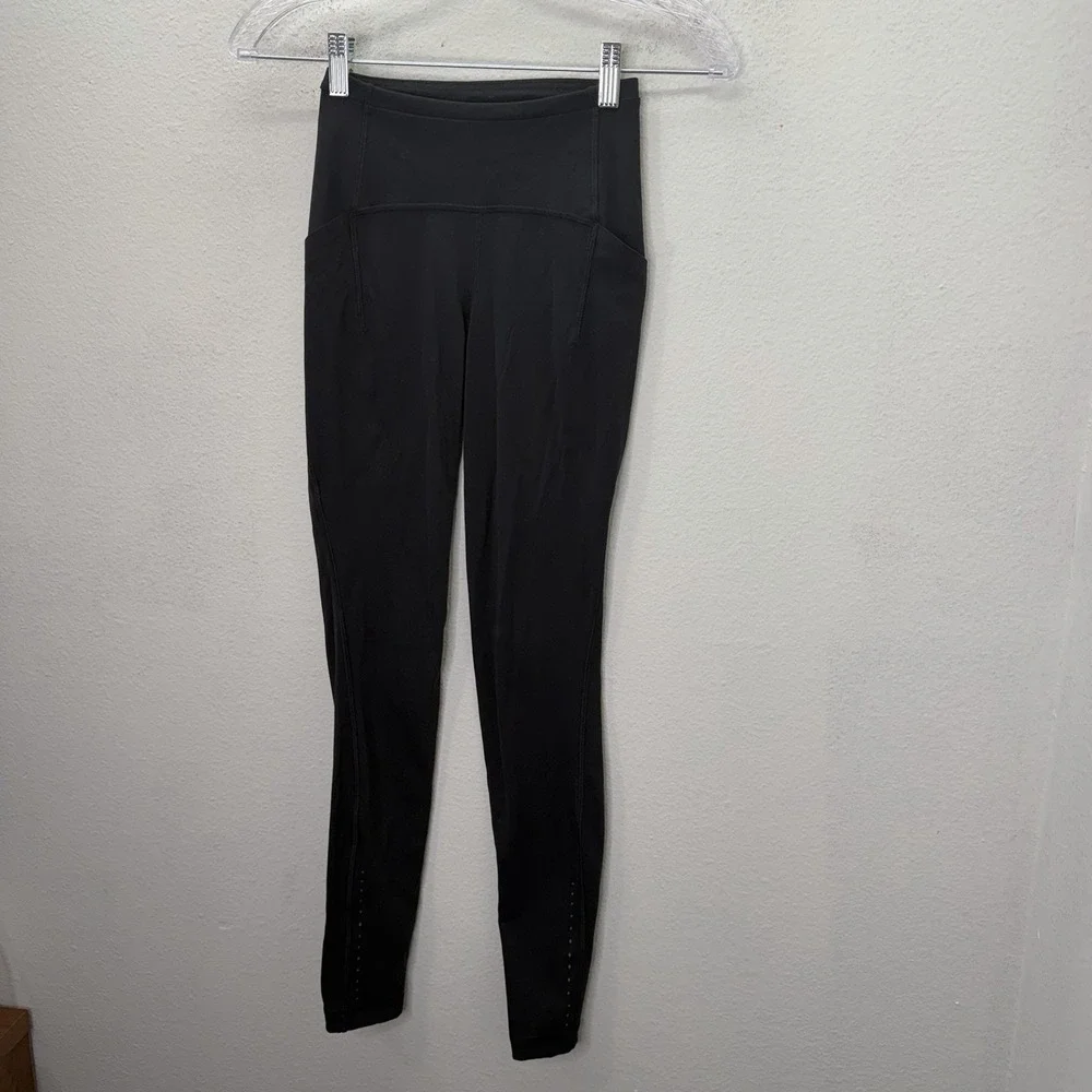 Lululemon Swift Speed High Rise Black Leggings Yoga Reflective 28